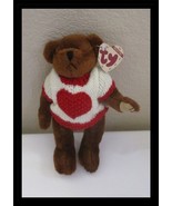 Ty Attic Treasures Casanova Bear Knit Heart Sweater Fully Jointed 8&quot; 199... - $8.01