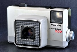 Minolta Autopak 500 Auto Focus 126 Camera w 38mm f2.8 Lens Rare White Collect - £22.37 GBP