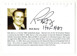 Rick Barry Signed 5x7 Photo Card HOF 1987 Inscription  - £19.83 GBP