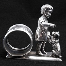 Victorian Child with Begging Dog Napkin Ring by Meriden Circa 1870 - £209.29 GBP