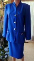 Stunning Vtg Kasper ASL Sz 10 Royal Blue 2 pc. Jacket &amp; Skirt Career  Suit - £27.53 GBP