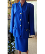 Stunning Vtg Kasper ASL Sz 10 Royal Blue 2 pc. Jacket &amp; Skirt Career  Suit - £27.24 GBP