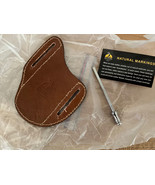 Leather Knife Sheath w Sharpener Fits Buck 110  Case 5.5&quot; Long Pocket Ho... - £21.40 GBP