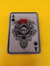 Ace Of Spades Death Skull Card Usa Army Tactical Calico Embroidered Patch Badge - £3.75 GBP