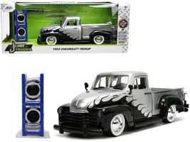 1953 Chevrolet 3100 Pickup Truck Silver Metallic with Black Flames with ... - $50.59