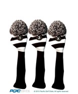 1 3 X Classic BLACK WHITE KNIT POM golf club Headcover vintage Head cove... - $722.30 MXN