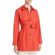 Donna Karan Womens M Poppy Red Pockets Belted Button Short Trench Coat NWT - £58.80 GBP