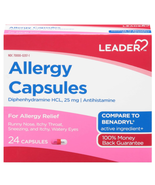 Leader Antihistamine Allergy Relief 25 Mg Mini Tablets 24 HR Relief 24 C... - $182.14 MXN