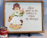 Finished Crewel Embroidery Mom Child Flowers Patchwork Grannycore Framed... - £30.10 GBP