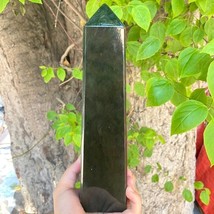 Large Green Jade Crystal Tower Handmade Crystal Home Office Decorative Point6-7&quot; - $121.70