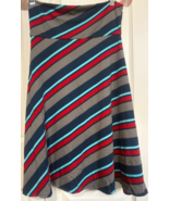 LULAROE XS Azure Diagonal Stripes in Blue and Red Knee Length Skirt NEW - $14.85