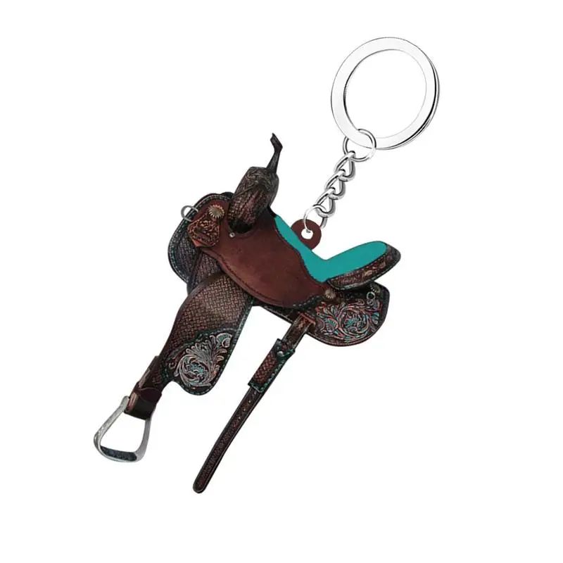 Acrylic Horse Saddle Car Ornament 2D Western Saddle Keychain Arcylic Equestrian - $14.56+