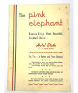 Vintage The Pink Elephant Hotel State Stats Kansas City Bar Menu 1940&#39;s ... - $61.00