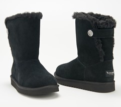 Koolaburra by UGG Suede Button Short Boots - Jordina in Black 9 M NWOB - £61.78 GBP