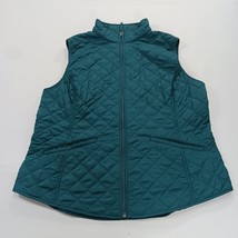 Van Heusen Vest Women’s Green Quilted Lined Full Zip Pockets Vest Size Large image 8