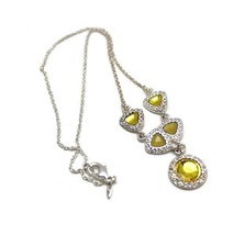 Avon Legacy Riches Necklace Yellow Faux Stones Silvertone Cluster 16.5 E... - $12.82