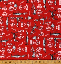 Cotton Dr. Seuss The Cat in the Hat Kids Red Fabric Print by the Yard D658.56 - $12.95