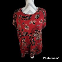 Chicos Travelers SS Slinky Stretchy Floral print top Size 3/Large - £15.85 GBP