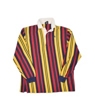 Vintage Polo Ralph Lauren Striped Rugby Shirt Mens M Rainbow Made in USA - £38.29 GBP
