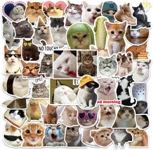 50Pcs Cute Cats Stickers Funny Cats Meme Stickers for Kids Teens and Adults Wate - £16.51 GBP