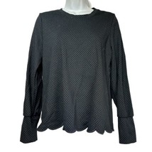 cece long sleeve polka dot scalloped blouse shirt Size M - £14.75 GBP