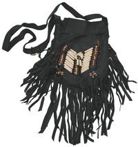 Fair Trade 25cm / 10&#39;&#39; Native American Leather Pouch Medicine Beaded Feather Bag - £43.45 GBP+