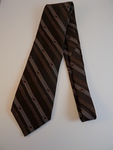 Vintage Mens Necktie Brown Poly 56&quot; Long Andhurst Tie Modern Pattern - £5.53 GBP