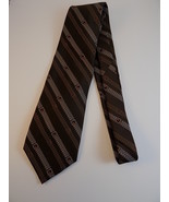 Vintage MENS NECKTIE BROWN Poly 56&quot; Long ANDHURST TIE Modern Pattern - $6.92