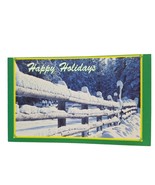 Postcard Happy Holidays Snow Covered Fence Winter Scene Chrome Unposted - $4.88