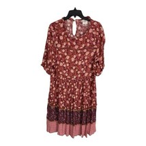 Knox Rose Dress Size XL Dusty Rose Floral Ruffle Short Sleeve Boho - $22.14