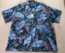 Van Heusen Air Shirt Mens 3XL Blue Hawaiian Short Sleeve Slit Collar Button Down - £25.63 GBP