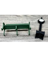 Department 56 Green Wrought Iron Bench &amp; Metal Street Clock Christmas Vi... - £10.88 GBP