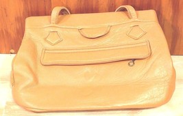 Vtg Tan Hinged Genuine Deerskin Satchel Handbag Super Soft 8&quot; x 11&quot; Bras... - $40.58
