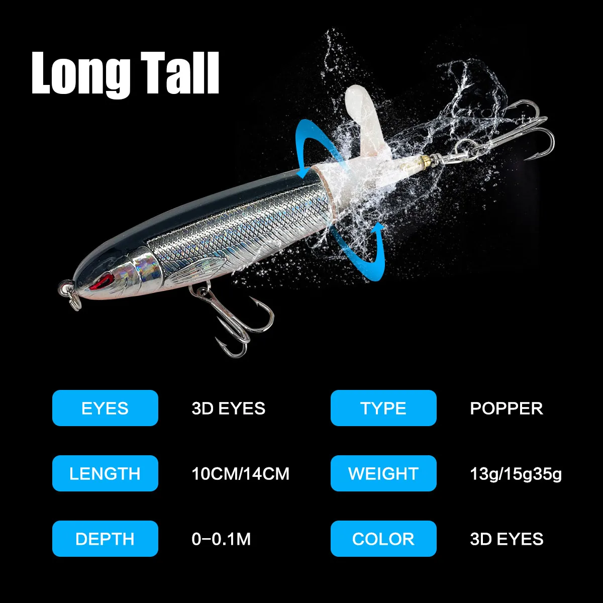 Sporting 1 Pcs 10cm/14cm Topwater Fishing Lure Whopper Popper Artificial Bait Ha - £18.48 GBP