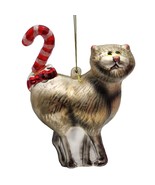 KURT S. ADLER Golden Cat &amp; Candy Cane Tail Christmas Ornament Rare Origi... - $29.99