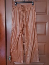 Faux-Leather Elastic Waist Straight Pants Size Medium - £11.85 GBP