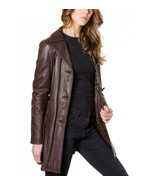 Leather Coat Jacket Long Women&#39;s Real Lambskin Vintage Women Trench Size... - $3,362.90 MXN+