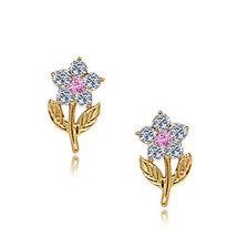 Women/Children's 14K YG 12 Month Gemstone Cluster Flower ScrewBack Stud Earrings - £27.96 GBP