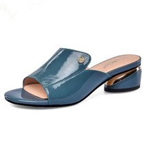 Xy pu soft leather female flipflop slippers summer fashion heels slides shoes for girls thumb200