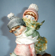 Giuseppe Armani Winter Fun Boy &amp; Girl on Sled Figurine 8.5&quot;H 0111-E Vintage 1982 - £119.45 GBP
