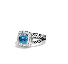 David Yurman Petite Albion Ring with Blue Topaz and Diamonds - £349.61 GBP