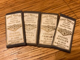 VTG  (4) Antique Packages ASMUS BRADLEY Crewel Needles No. 5/10 Sewing E... - £19.74 GBP