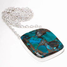 Copper Chrysocolla Gemstone Christmas Gift Chain Pendant Jewelry 1.40&quot; SA 388 - £5.18 GBP