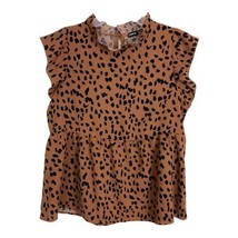 Shein Womens Shirt Size Small Born Animal Print Button Sleeveless Peplum Cheetah - £17.69 GBP