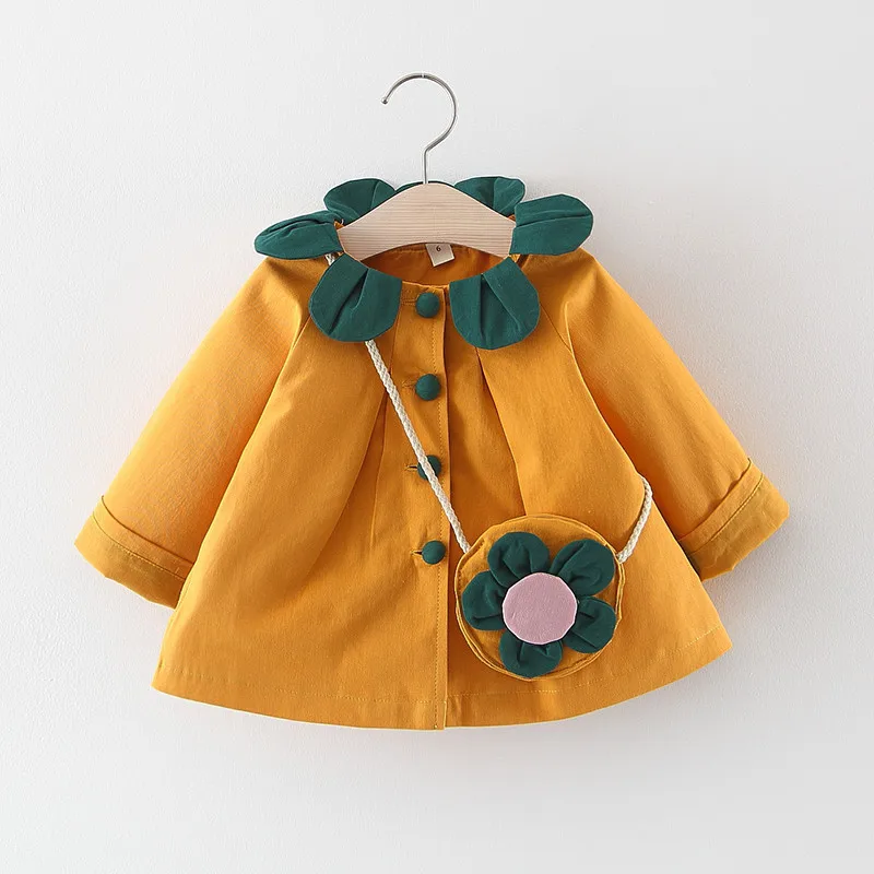 LZH  New Spring Baby Girls Petal Collar Outerwear Windbreaker For Girls Jacket I - £89.62 GBP