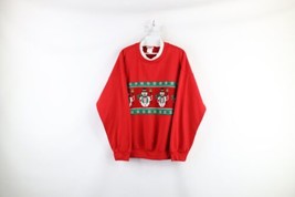 Vtg 90s Streetwear Womens Large Faded Needlepoint Snowman Christmas Sweatshirt - £35.57 GBP