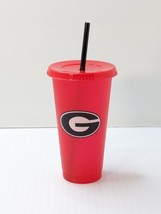 Starbucks UGA Reusable Cold Cup University Of Georgia Bulldogs Dawgs Lid Straw - £7.39 GBP