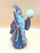 Hand Painted Ceramic Wizard ~ Tall With Crystal Ball &amp; Staff - £44.02 GBP