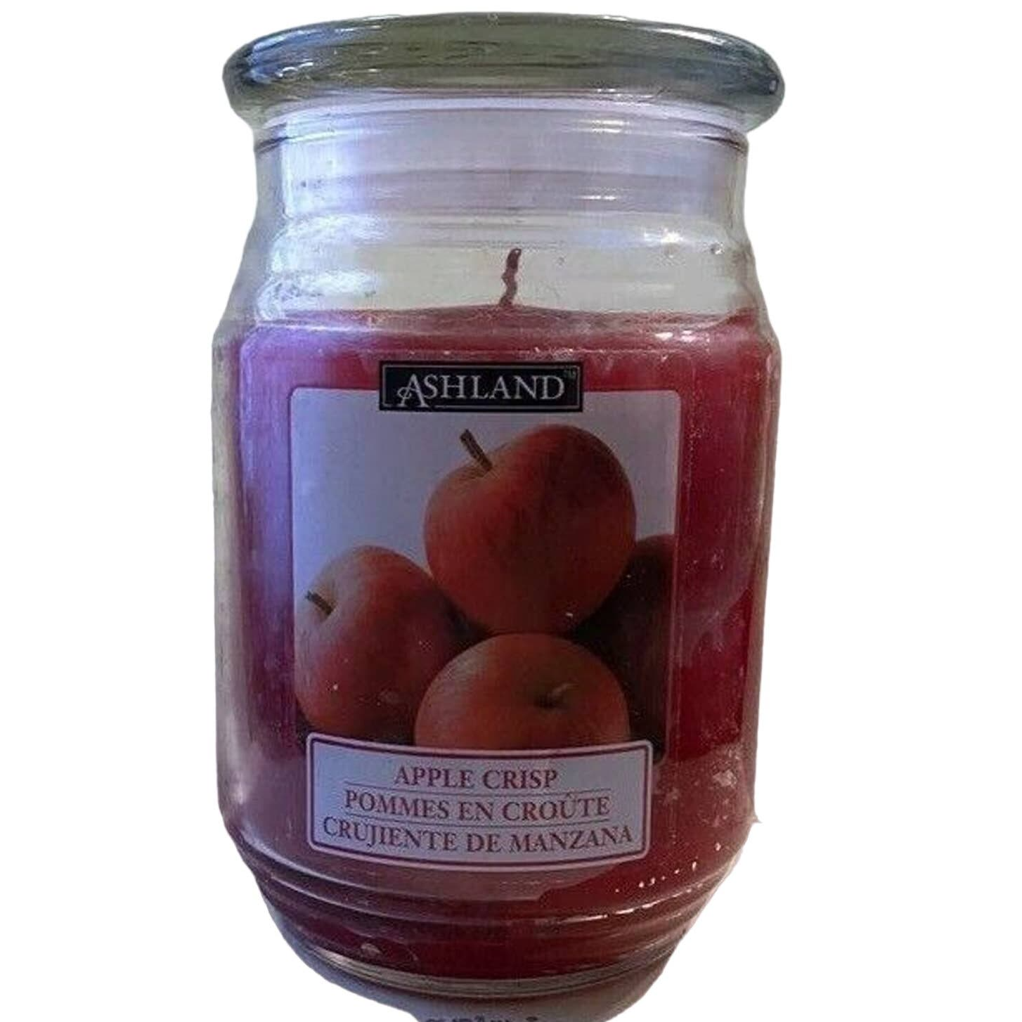 Ashland Scented Jar Candle Apple Crisp Unused Autumn 17 oz Red Reusable Glass - $23.87