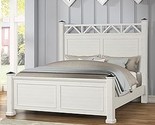 Roundhill Furniture Laria Wood Slatted Style Panel Bed, King, Antique White - $1,984.99